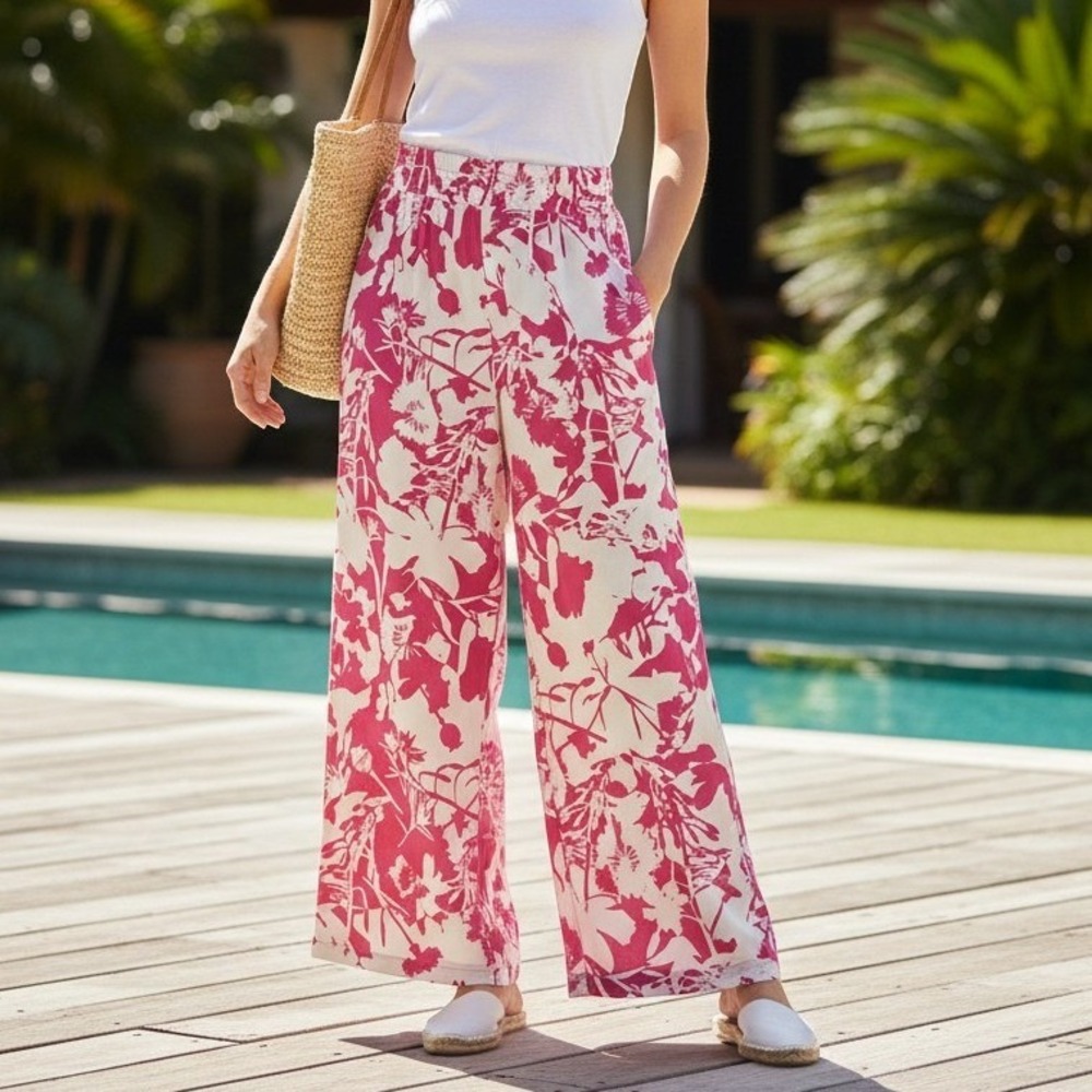 Lululemon Swift Mid-Rise Wide-Leg Pants Womens 4 Pink Wildflower Pockets